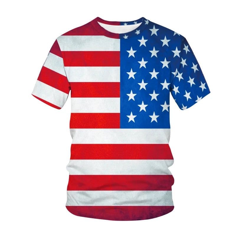 USA American Flag 3D Printed T-Shirts Men Women Fashion Streetwear Oversized Short Sleeve T Shirt Kids Tees Tops Unisex Clothing