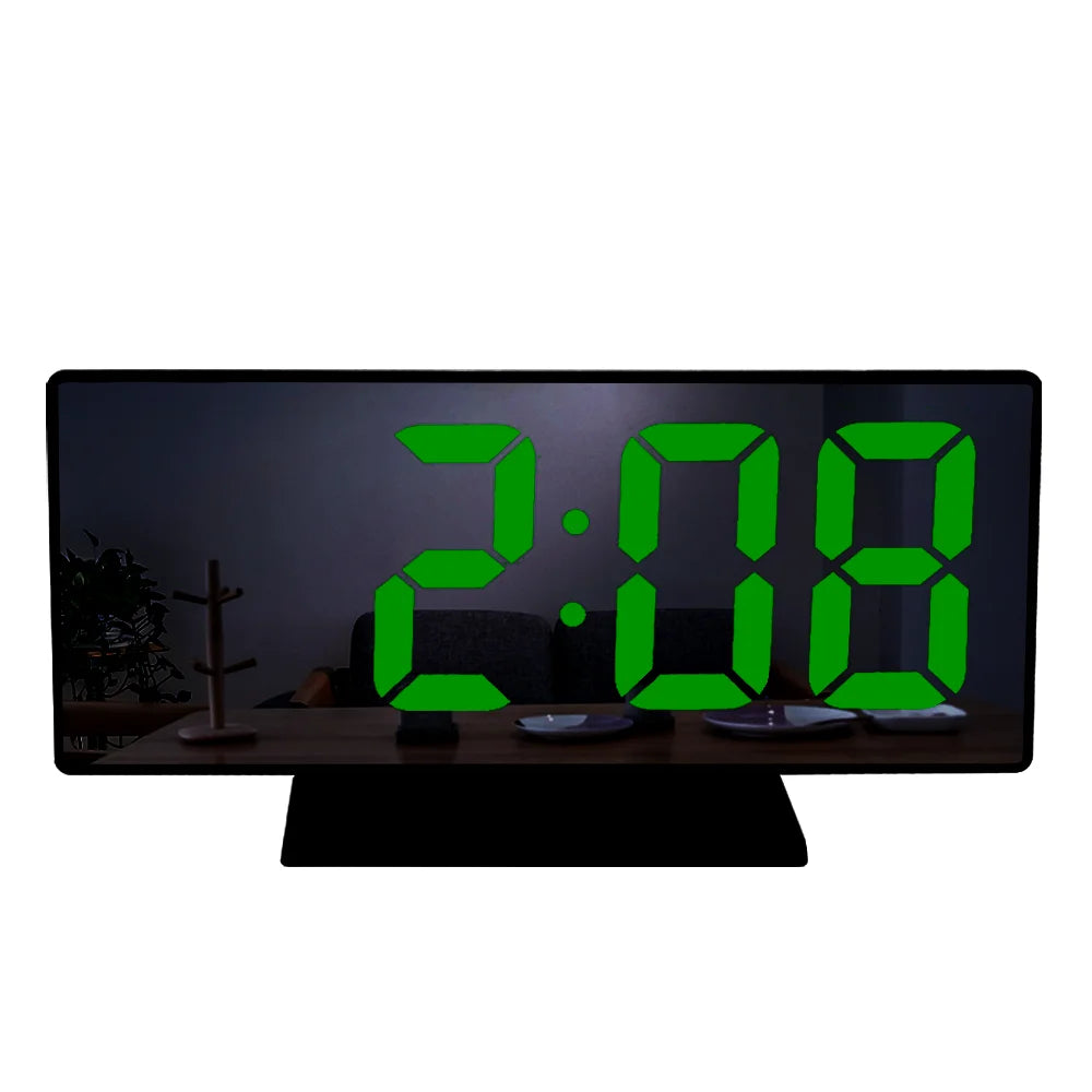 Digital Alarm Clock LED Mirror Electronic Alarm Clocks Large LCD Display Digital Table Clock with Calendar Temperature