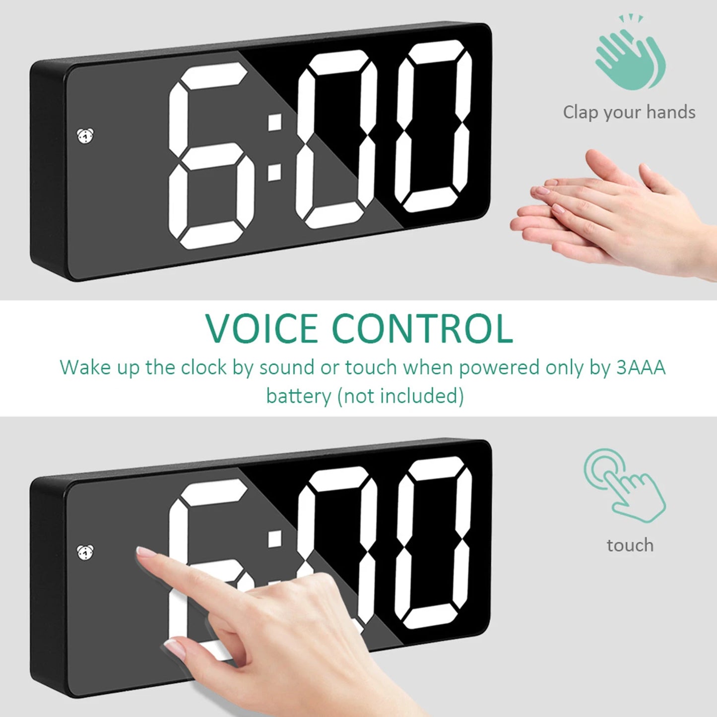 LED Screen Digital USB Wake Up FM Radio Time Projector Table Clock with Temperature Humidity Date Week Display Clock Home Decor