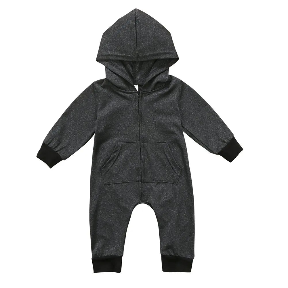 Baby Boy Girl Infant Warm Romper Jumpsuit Kids Cotton Long Sleeve Hooded Zipper Clothes One-pieces 0-24M
