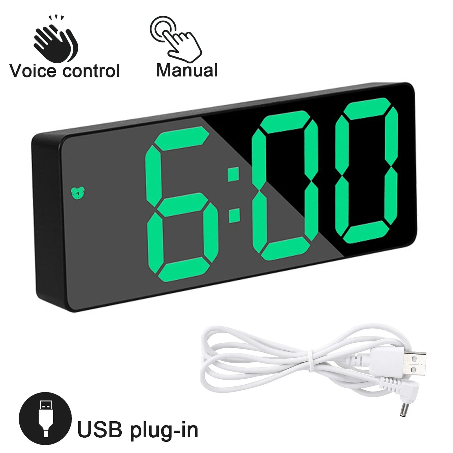 LED Screen Digital USB Wake Up FM Radio Time Projector Table Clock with Temperature Humidity Date Week Display Clock Home Decor