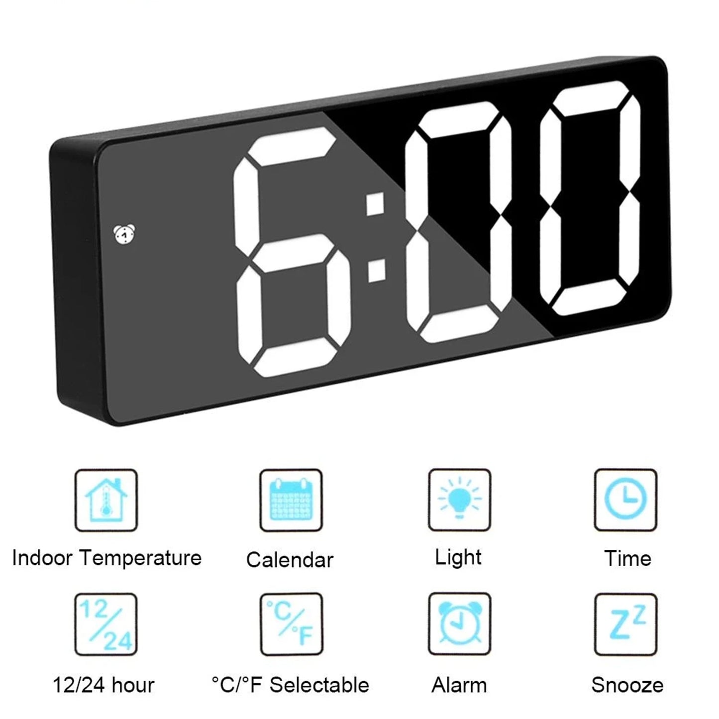 LED Screen Digital USB Wake Up FM Radio Time Projector Table Clock with Temperature Humidity Date Week Display Clock Home Decor