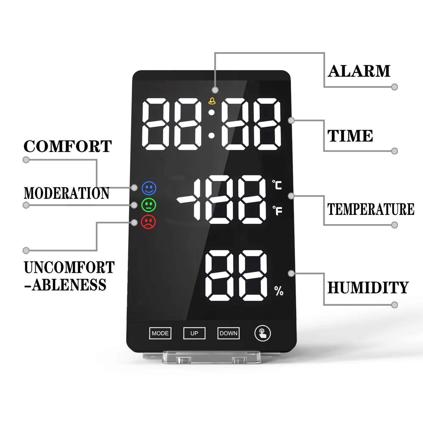 LED Screen Digital USB Wake Up FM Radio Time Projector Table Clock with Temperature Humidity Date Week Display Clock Home Decor