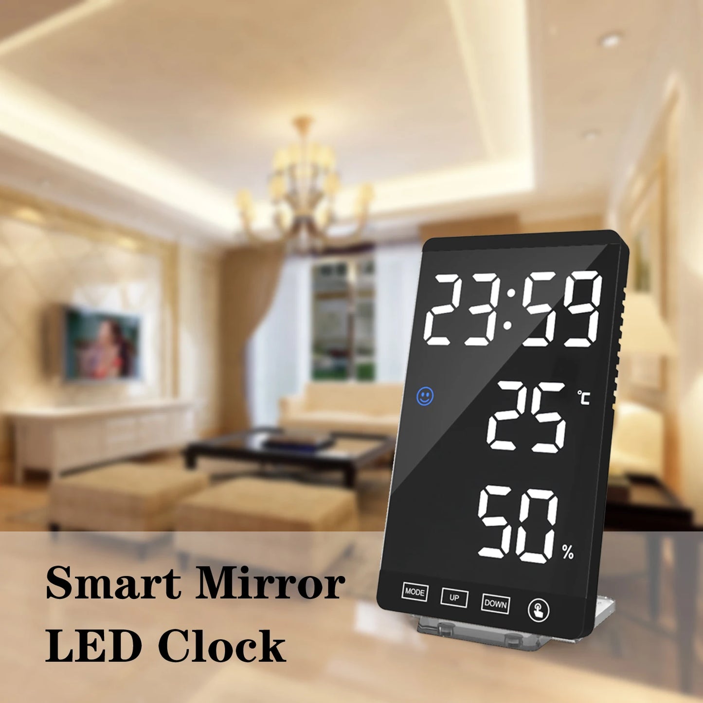 LED Screen Digital USB Wake Up FM Radio Time Projector Table Clock with Temperature Humidity Date Week Display Clock Home Decor