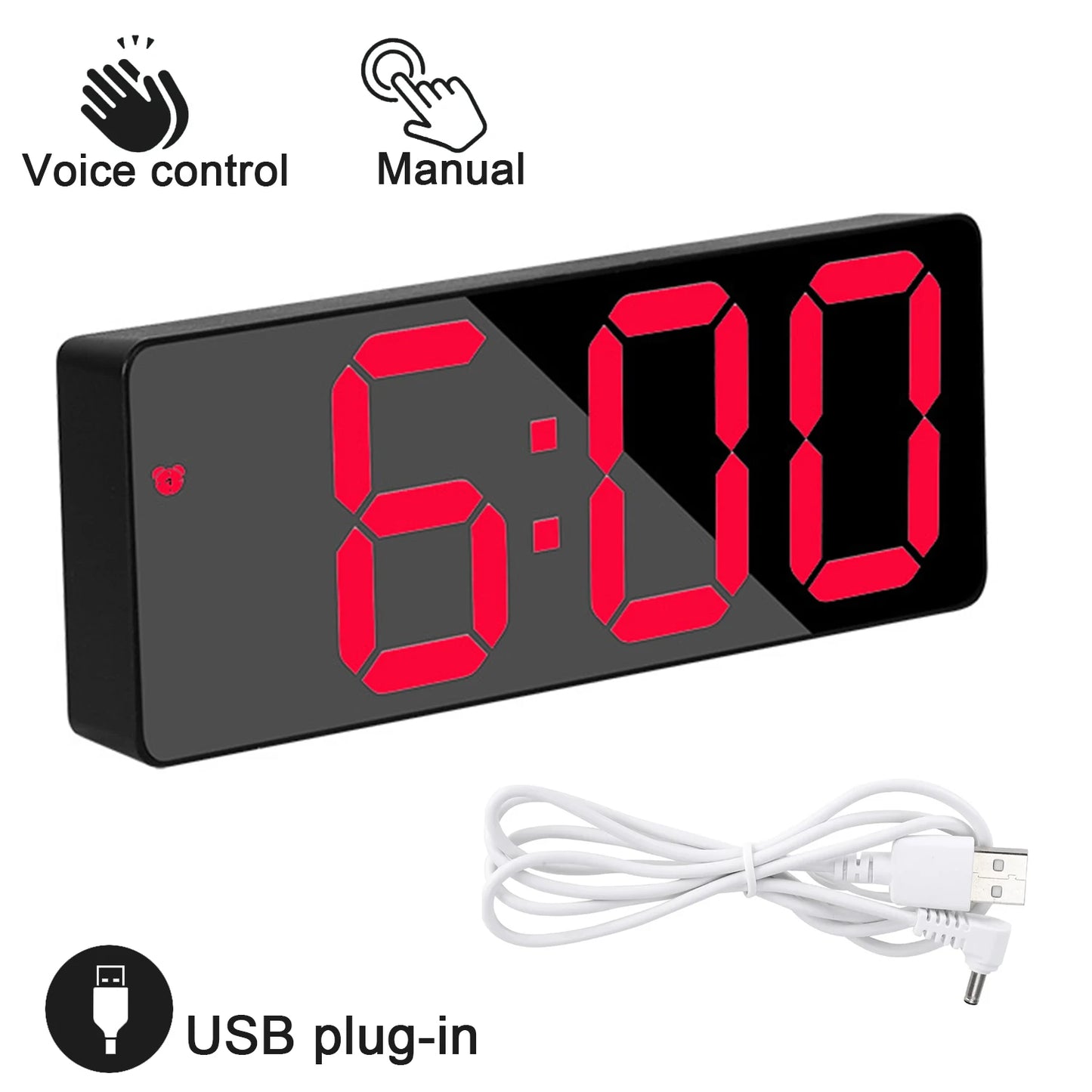 LED Screen Digital USB Wake Up FM Radio Time Projector Table Clock with Temperature Humidity Date Week Display Clock Home Decor