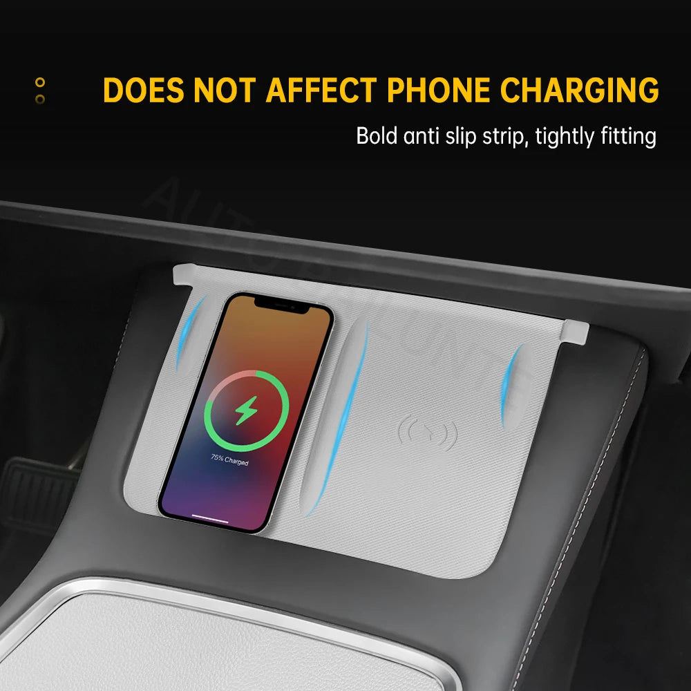 For Tesla Model Y 2019-2023 Storage Box Center Console Wireless Charging Mat Armrest Hidden Box Cup Holder Interior Accessories