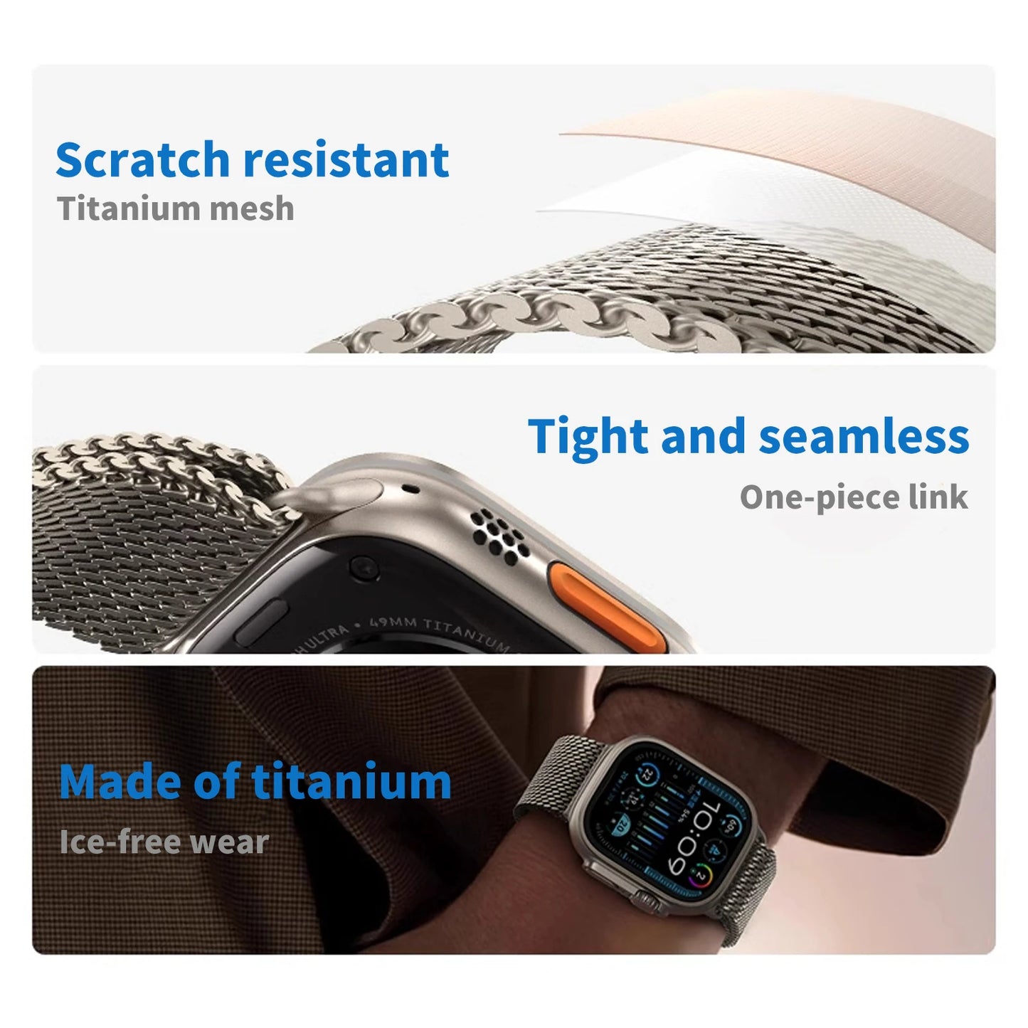 New Apple Watch Titanium Milanese Loop Strap For Apple Watch Ultra 2 Series 10 9 8 Bracelet High Quality Band 49MM 44MM 46 45MM