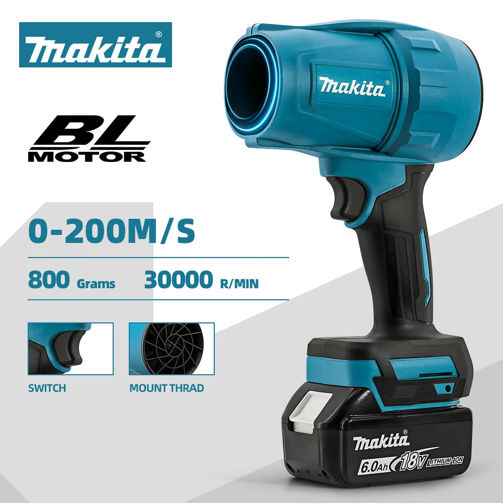 Makita Violent Blower 30000RPM Turbo Jet Fan Electric Air Duster Wind Speed Turbo Rechargeable with Light Car Cleanin 18V