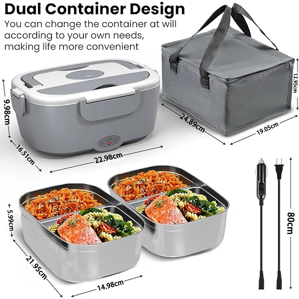 Electric Lunch Box Food Heater for Work Food Warmer for Car Truck Outdoor Containers Potable Heating lunch Box Adults Camping