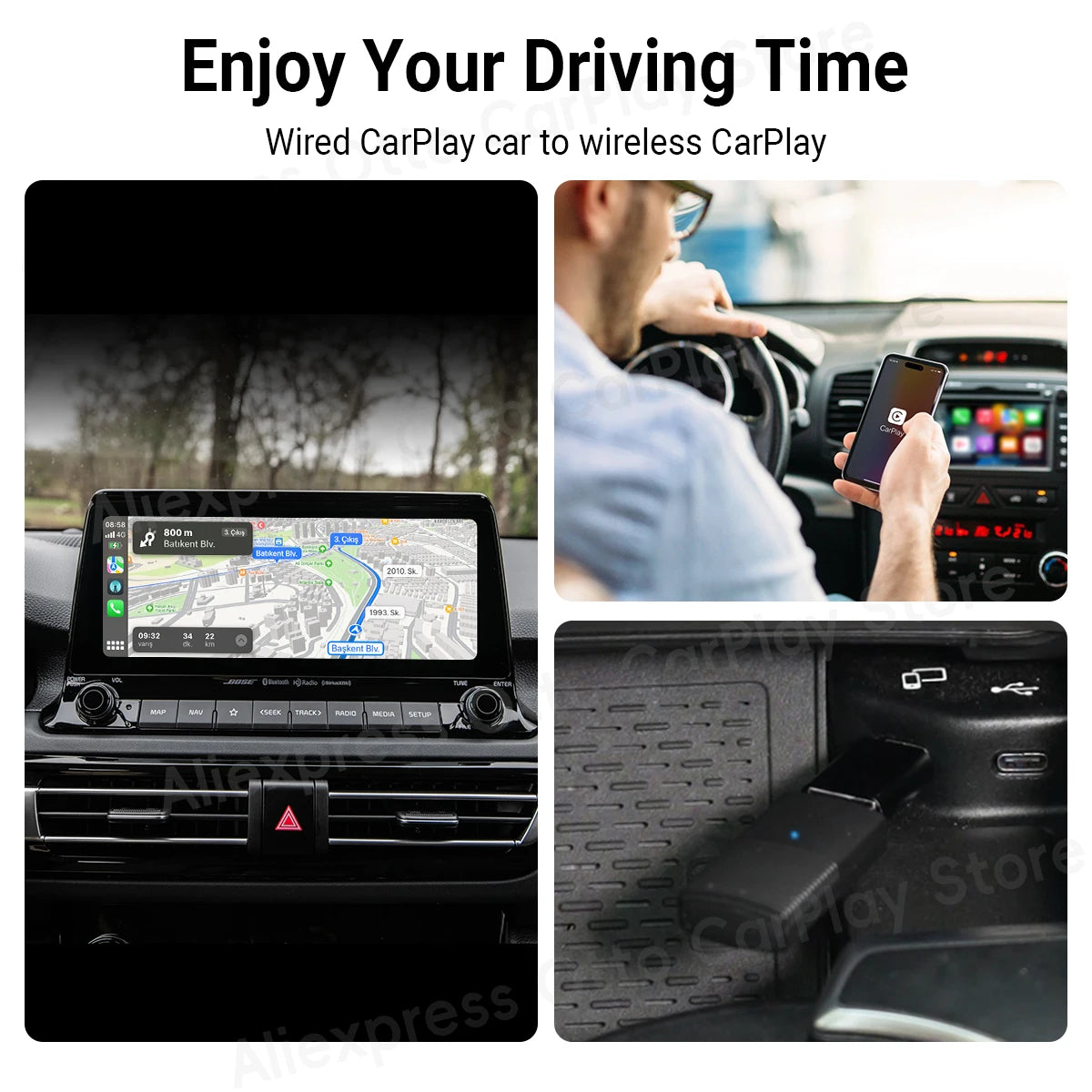 Wireless CarPlay Adapter for Mercedes A B CLA CLS GLA GLE Class E Class Cabriolet 2016 To 2024 Vehicle Car Play Car Accessories