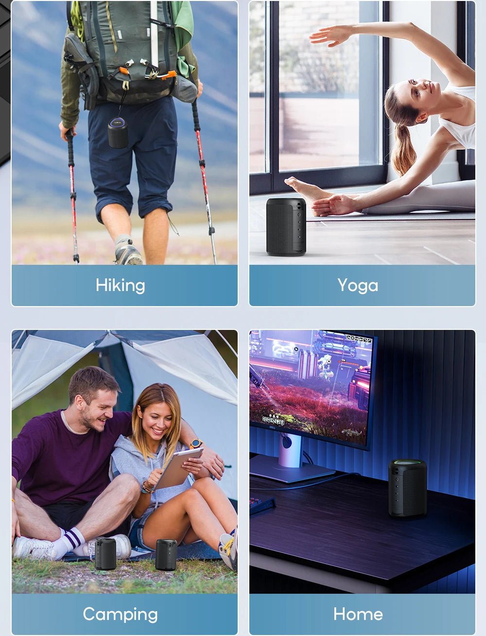 WISETIGER A46 Mini Portable Bluetooth Speaker Amazing Bass Sound Box BT5.3 Wireless Speaker with LED Light, TF Card Slot &AUX-IN