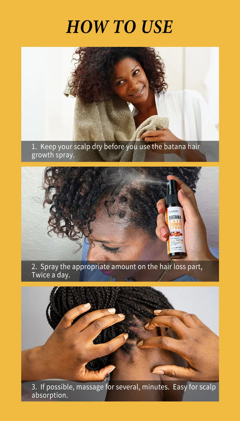 Batana Oil Africa Women Traction Alopecia Treatment Batana Hair Spray 100% Natural Hair Regrowth Hair Loss Crazy Fast Growth Oil