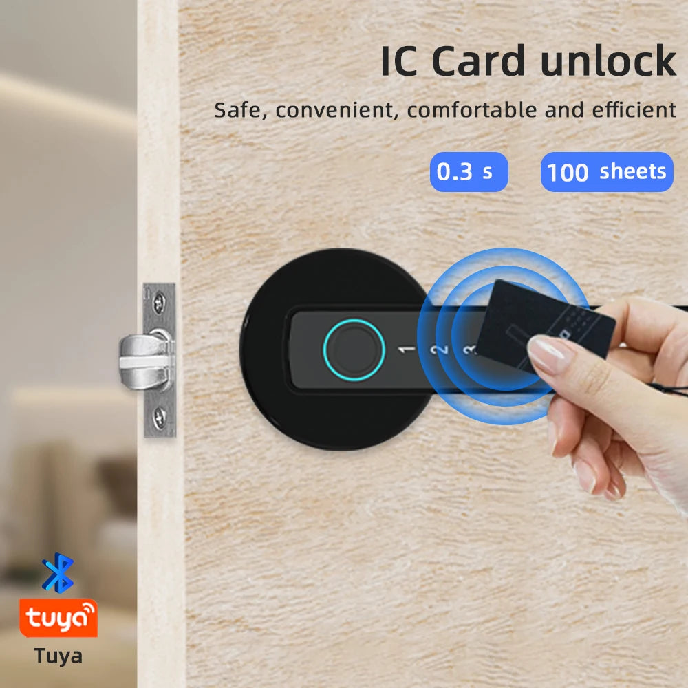 RAYKUBE Tuya BLE Fingerprint Door Lock Digital Electronic Lock with Password/Key/IC Card/ Smartlife/ Tuya APP Unlock