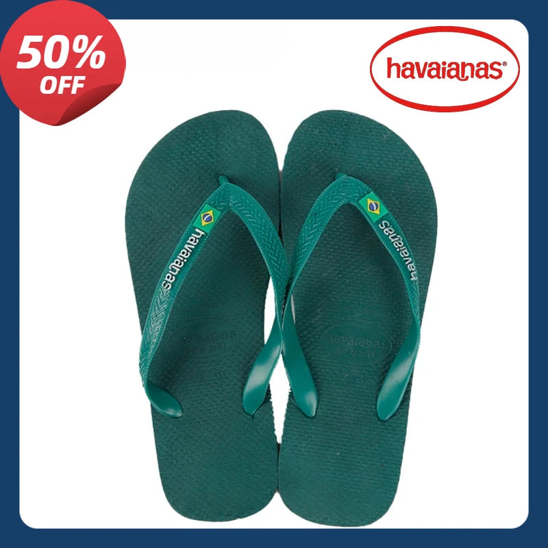 Outdoor Havaianas men's slippers solid color rubber anti slip men's word slippers