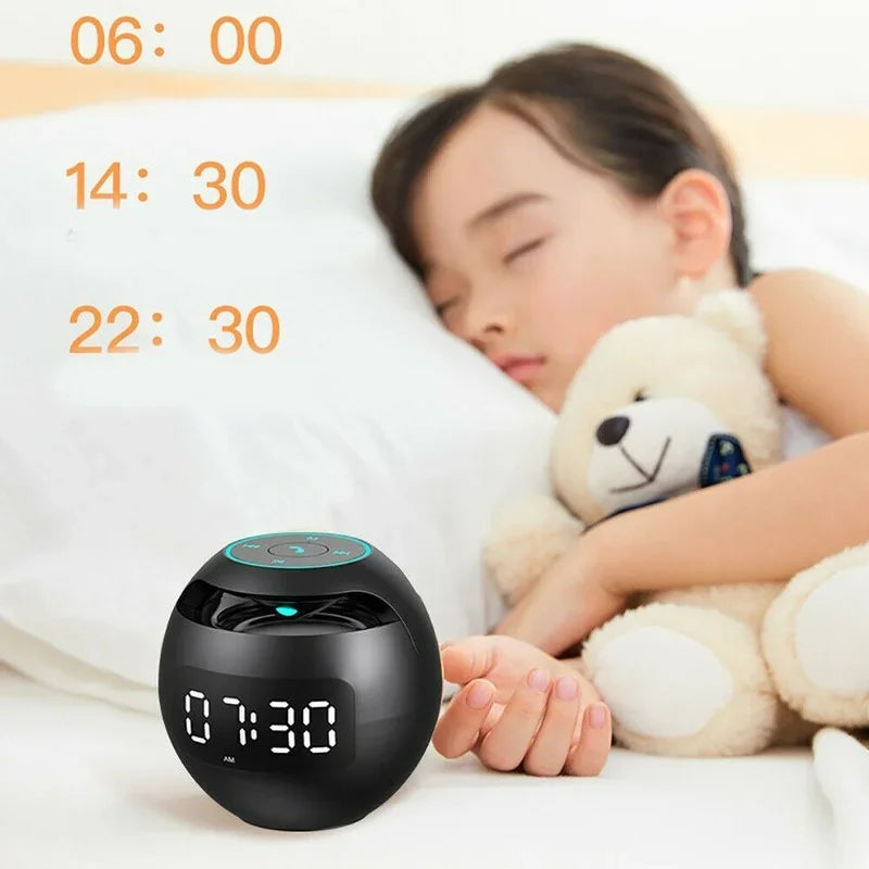 Digital LED Alarm Clock TF/FM Radio bluetooth Speaker Round Bedside Night Light Colorful Light Music Play Table Clock