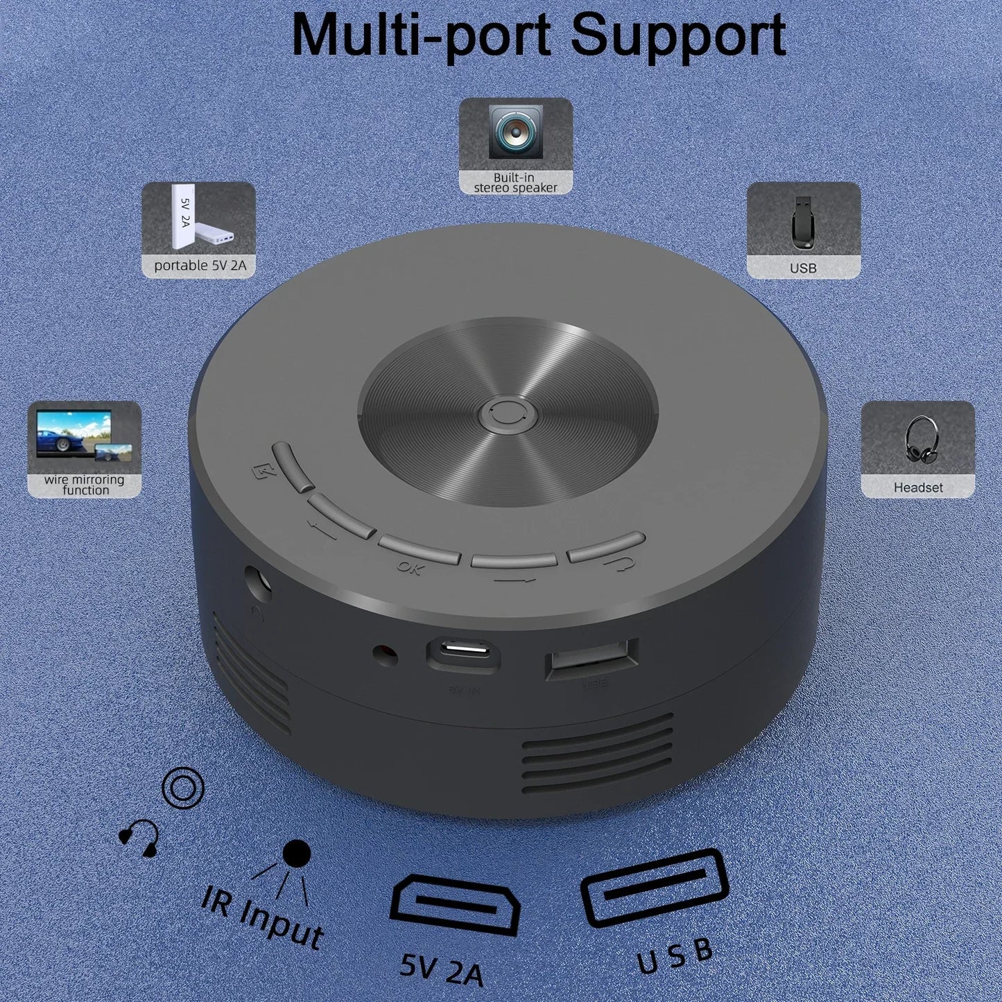 YT200 Smart Projector LED HD TV Video Projector For 4K 1500 Lumens Android Same Screen Home Cinema Outdoor Portable Mini Project
