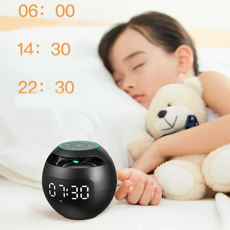 Digital LED Alarm Clock TF/FM Radio bluetooth Speaker Round Bedside Night Light Colorful Light Music Play Table Clock
