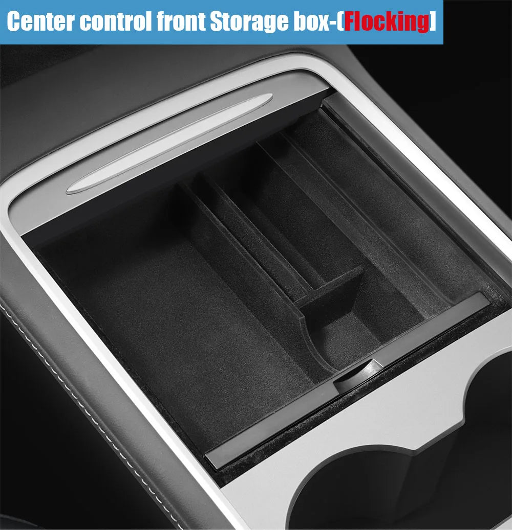 Car Storage Box For Tesla 2023 Model Y 2024 Model 3 Center Armrest Hidden Box Cup Holder Console Organizer Car Box Accessories