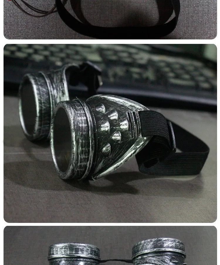 Kaleidoscope Rainbow Glasses Crystal Lenses Men Women Rivet Steampunk Goggles Cosplay Vintage Gothic Eyewear Motocross