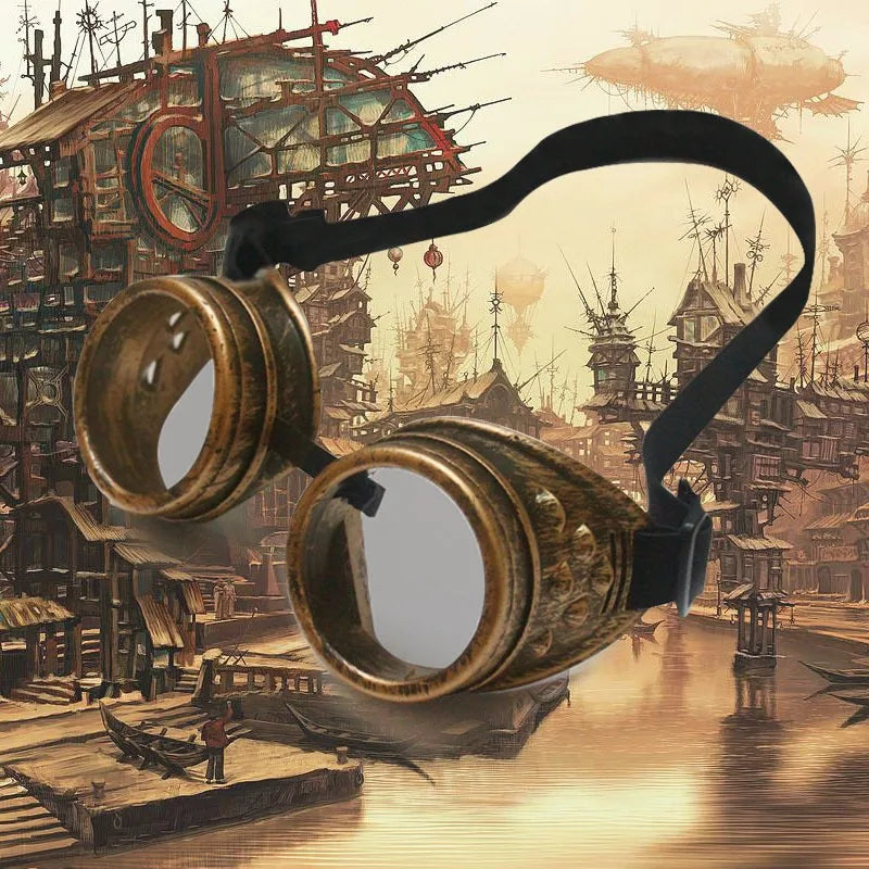 Kaleidoscope Rainbow Glasses Crystal Lenses Men Women Rivet Steampunk Goggles Cosplay Vintage Gothic Eyewear Motocross