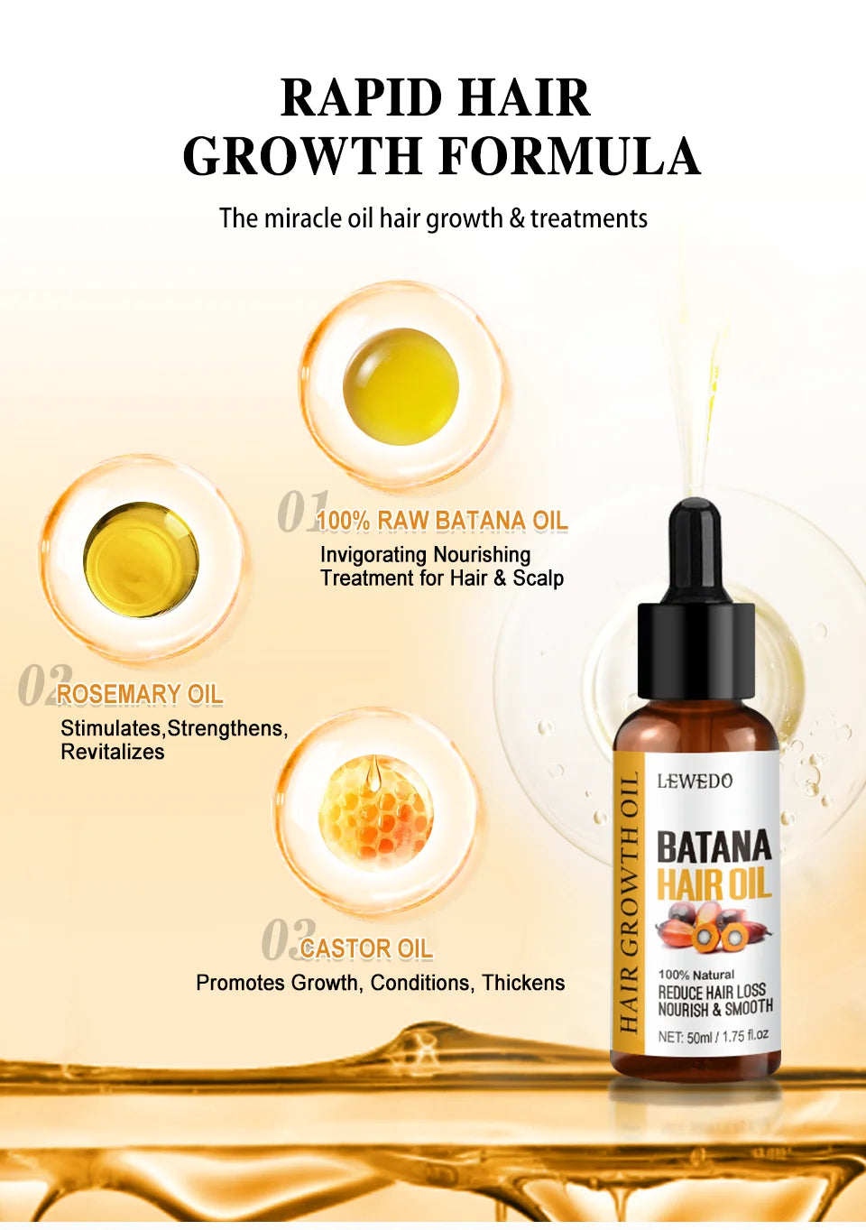 Batana Oil Africa Women Traction Alopecia Treatment Batana Hair Spray 100% Natural Hair Regrowth Hair Loss Crazy Fast Growth Oil