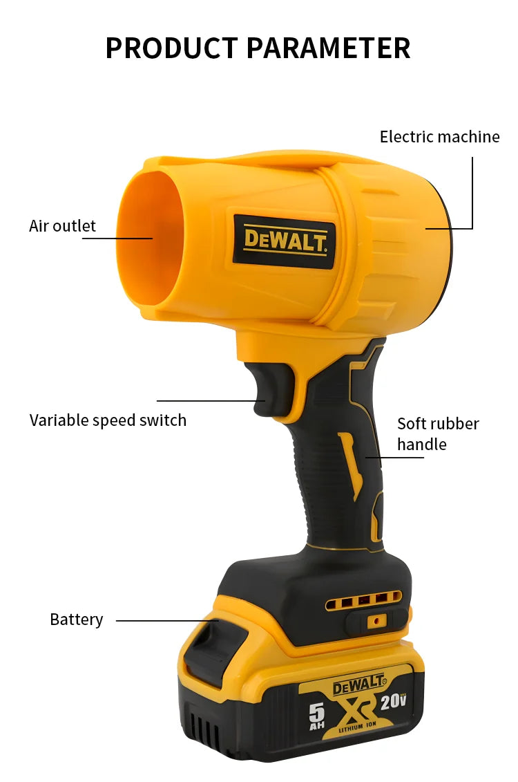 Dewalt Brushless Air Blower 30000RPM Cordless Turbo Fan Handheld Violent Fan Dryer 20V Rechargeable Dust Blowing Tool