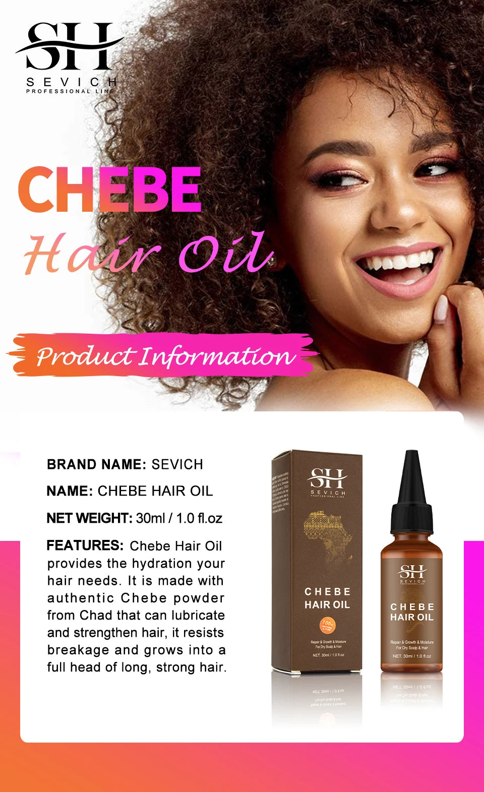 Sevich Chebe Hair Growth Spray 30ml Africa Traction Alopecia Hair Thickening Oil Anti Hair Loss Treatment Spray Hair Scalp Care