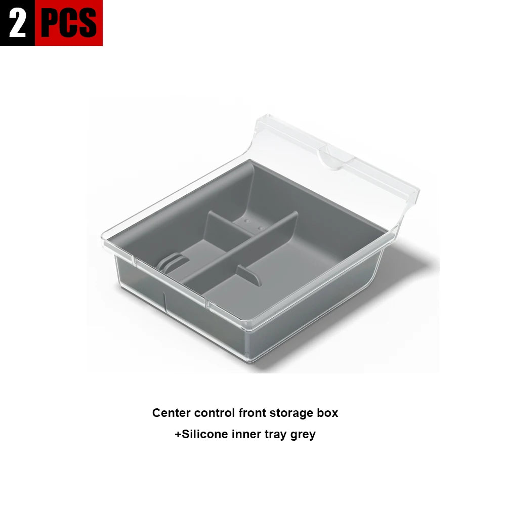 Car Storage Box For Tesla 2023 Model Y 2024 Model 3 Center Armrest Hidden Box Cup Holder Console Organizer Car Box Accessories