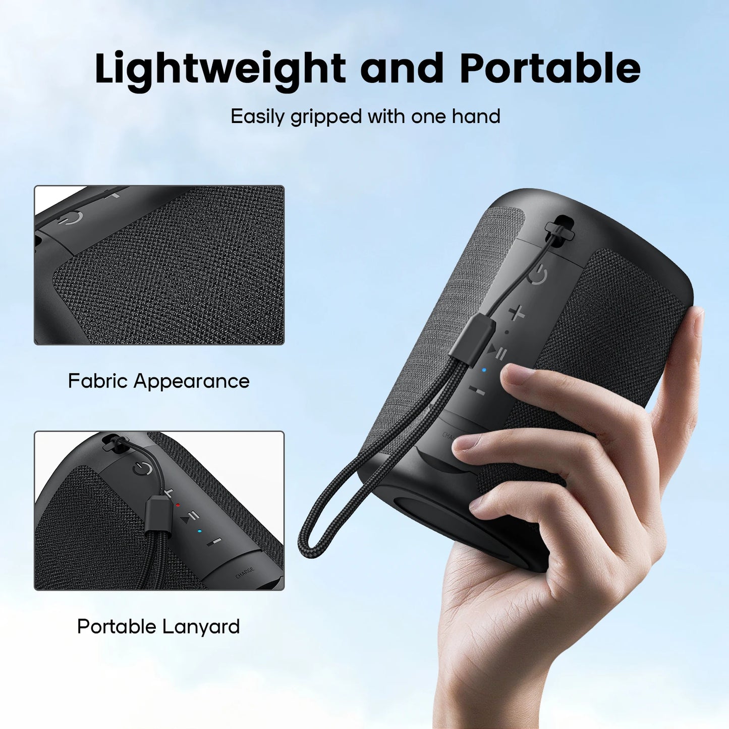WISETIGER A46 Mini Portable Bluetooth Speaker Amazing Bass Sound Box BT5.3 Wireless Speaker with LED Light, TF Card Slot &AUX-IN