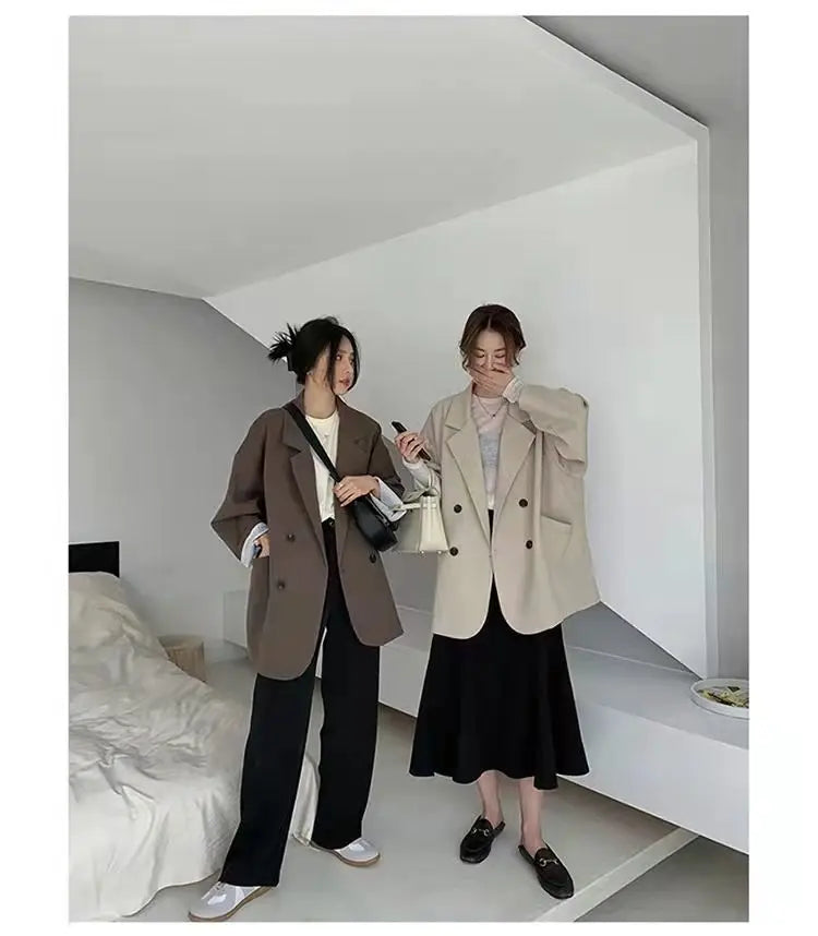 Women's Large Blazer Coats Spring Autumn Fashion Korean Version Loose Top Coat Office Work Clothes Grace Fall Jacket for Women