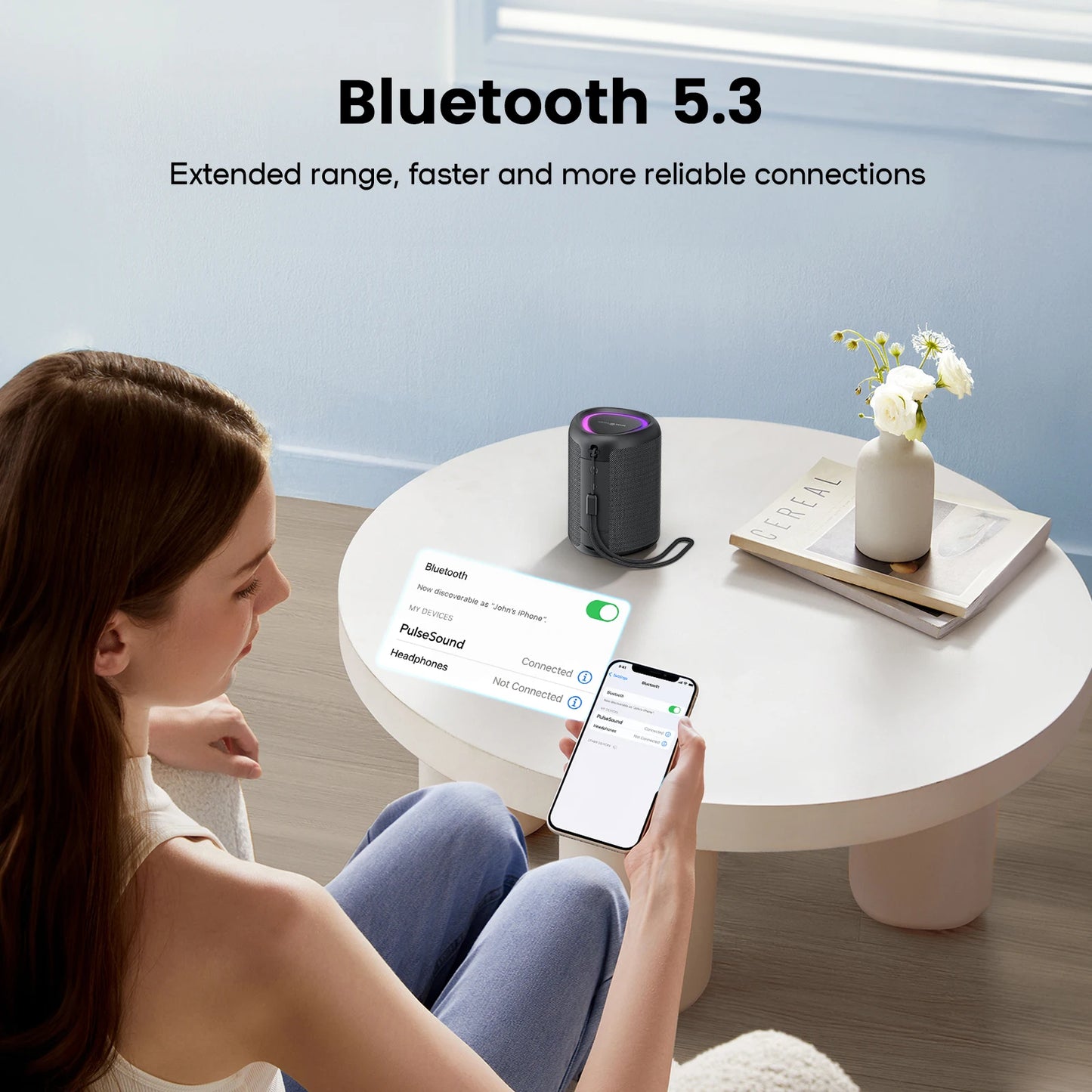 WISETIGER A46 Mini Portable Bluetooth Speaker Amazing Bass Sound Box BT5.3 Wireless Speaker with LED Light, TF Card Slot &AUX-IN