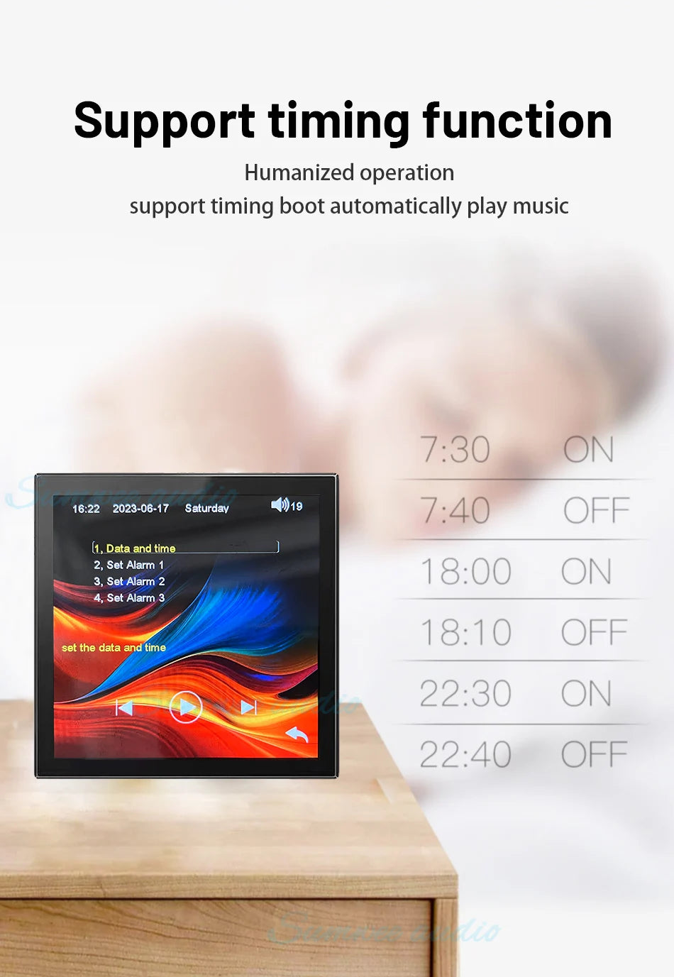 Min Wall Amplifier Bluetooth Smart Home Audio Touch Screen 4*20W Stereo Sound Music Panel background music Ceiling Speaker FM