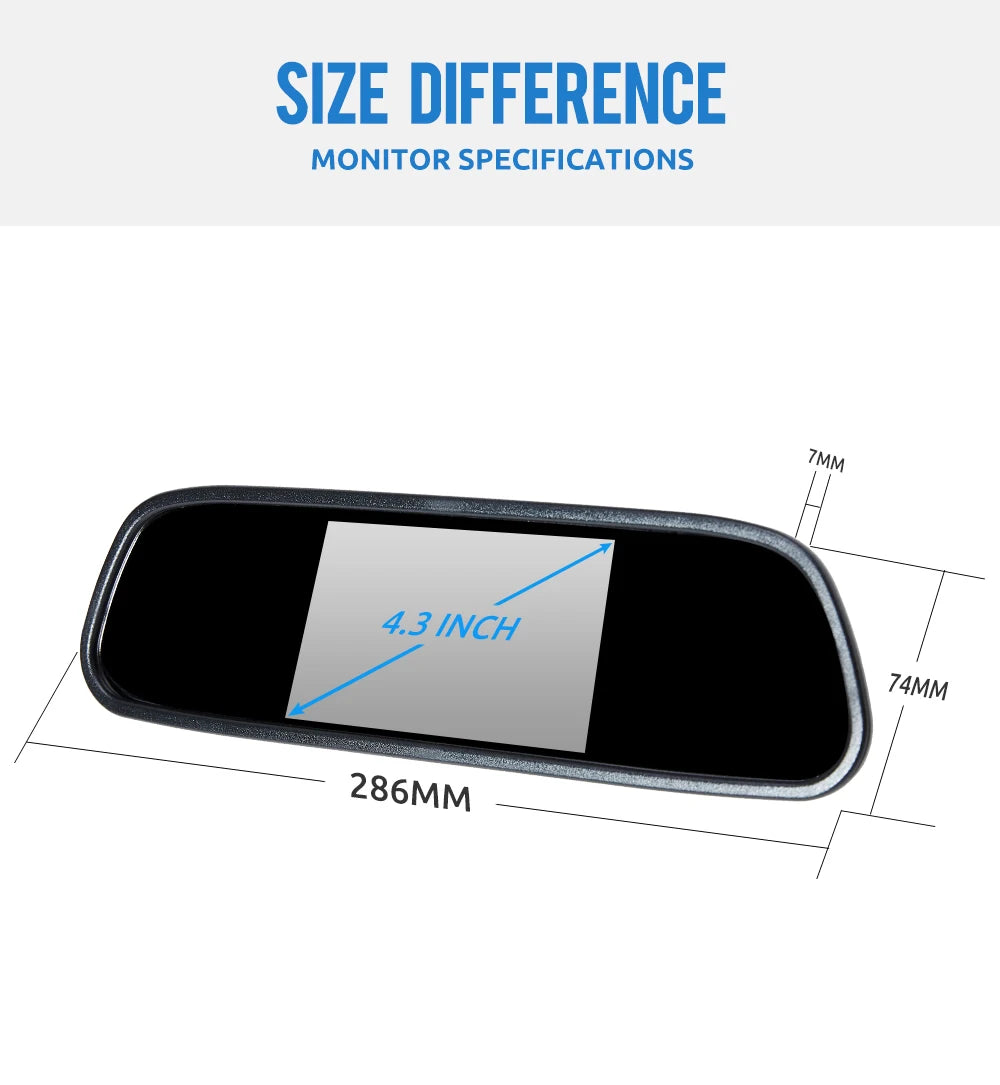 MJDOUD Car Rear view Camera with Mirror Monitor for Vehicle Parking Rearview Mirror Camera 4.3 Inch Screen Hd Reversing Camera