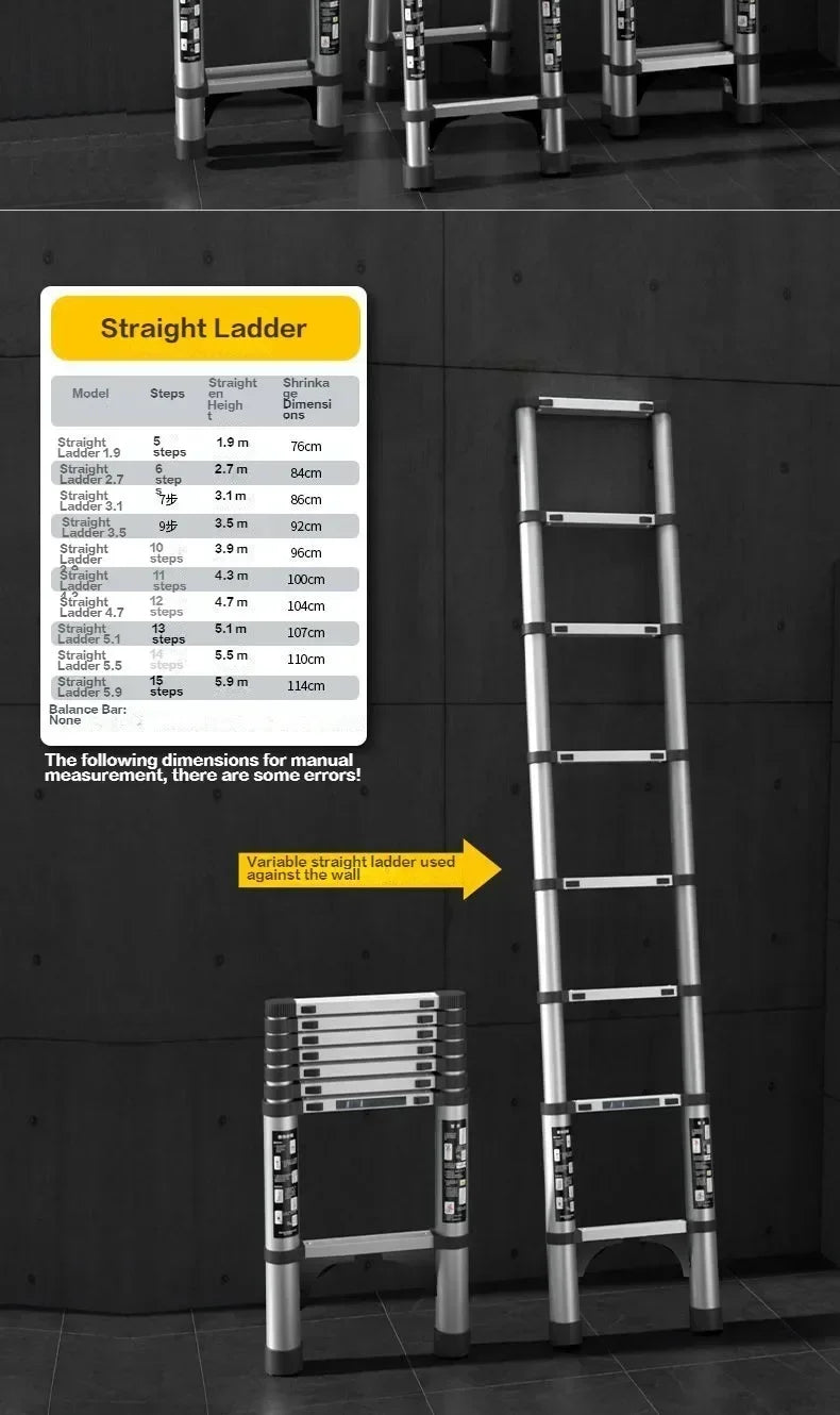 Professional Aluminum Alloy Multifunctional Telescopic Zigzag Ladder Household Staircase Indoor Lifting And Folding Ladder