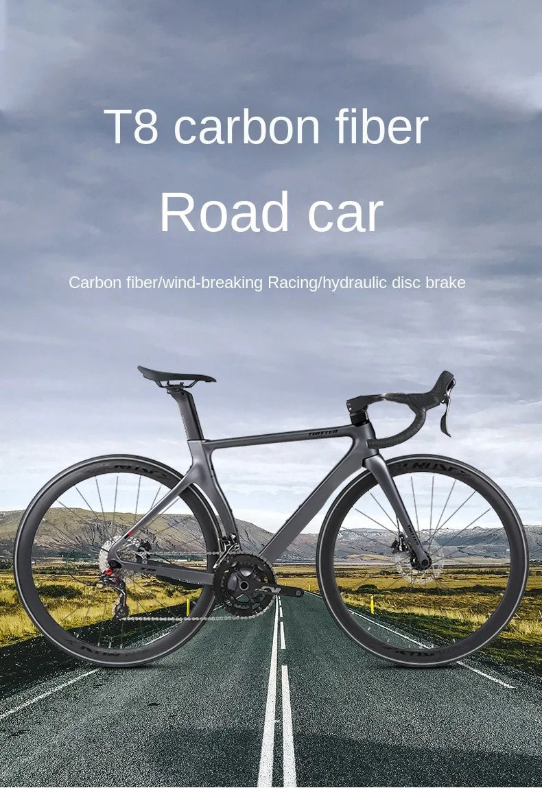 T8 carbon fiber road bike all-oil disc brakes gravel bike 22 speed Road Racing bicicleta aldult racing ultra-light City Bicycle