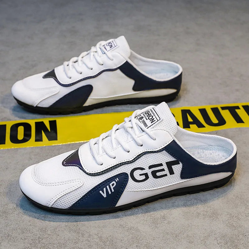2024 New Men Slippers Trend Baotou Shoes for Men Summer Breathable Casual Shoe Vulcanized Flats Male Sneakers Half Slip-on Shoes