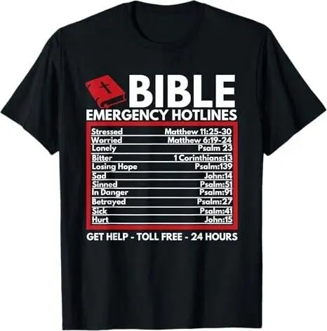 Bible Emergency Numbers - Funny Christian Bible and Jesus T-Shirt