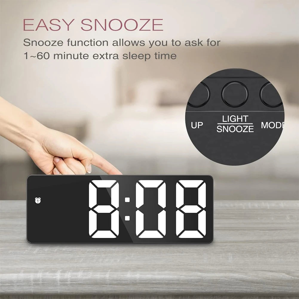 LED Screen Digital Alarm Clocks Living Room Home Table USB Cable User Manual 12/24Hr Bedside Desktop Dimmable