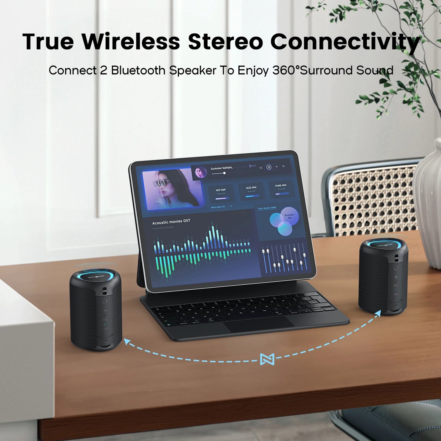 WISETIGER A46 Mini Portable Bluetooth Speaker Amazing Bass Sound Box BT5.3 Wireless Speaker with LED Light, TF Card Slot &AUX-IN