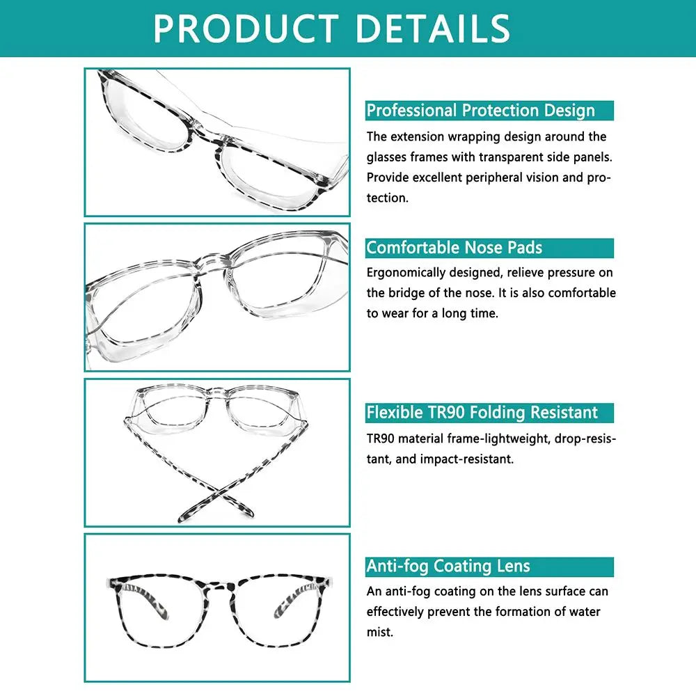 Safety Glasses Anti-fog Pollen GogglesBlue Light Blocking Glasses UV400 Protection Glasses Anti-saliva Dust-proof for Men Women