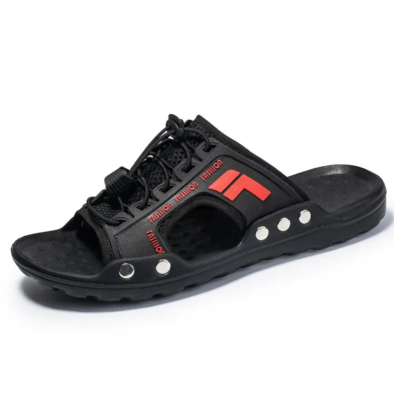 New men's sandals summer slippers leather face lazy shoes trend breathable beach shoes