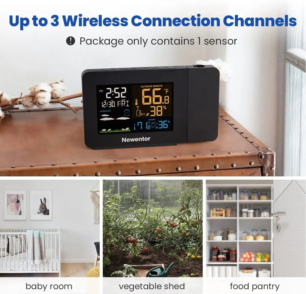 Atomic Projector Clocks Projecting Clock Projection Alarm Clock for Bedroom Ceiling and Indoor Outdoor Temperature Humidity