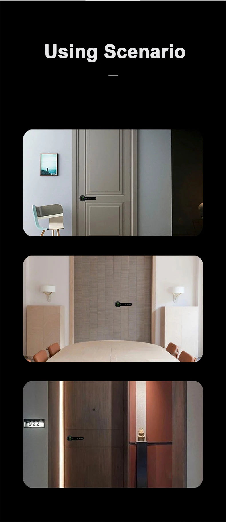 RAYKUBE Tuya BLE Fingerprint Door Lock Digital Electronic Lock with Password/Key/IC Card/ Smartlife/ Tuya APP Unlock