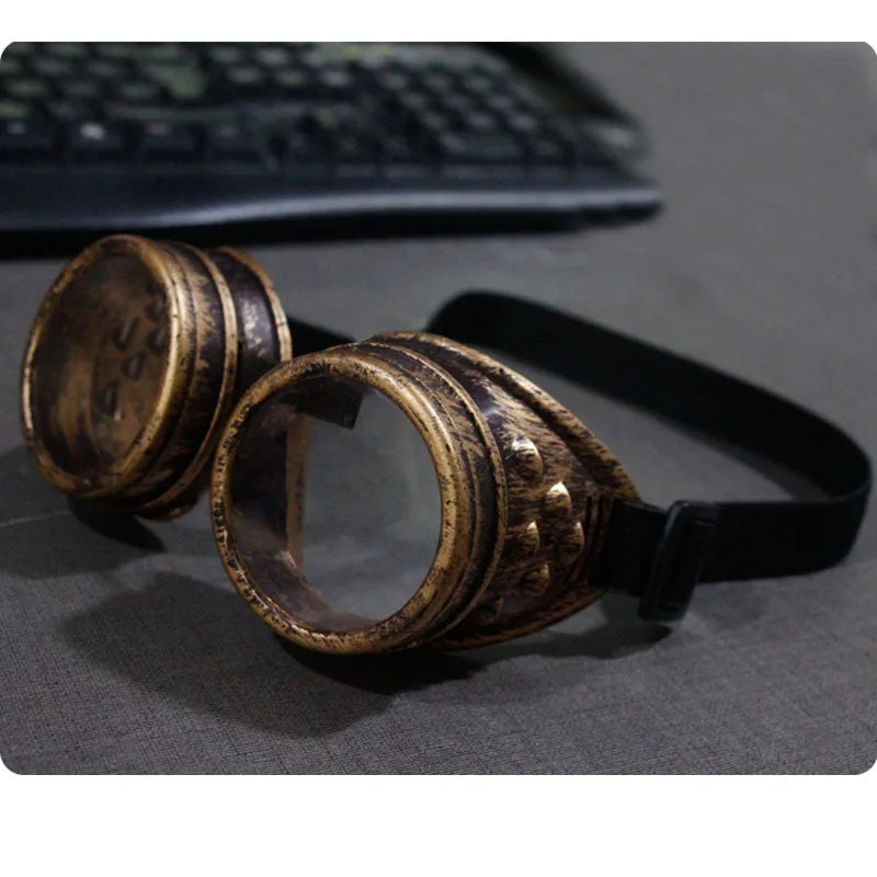 Kaleidoscope Rainbow Glasses Crystal Lenses Men Women Rivet Steampunk Goggles Cosplay Vintage Gothic Eyewear Motocross