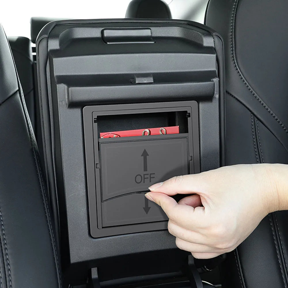 Car Storage Box For Tesla 2023 Model Y 2024 Model 3 Center Armrest Hidden Box Cup Holder Console Organizer Car Box Accessories