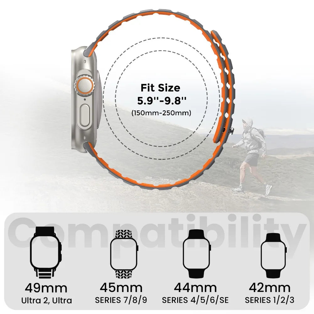 Magnetic Strap For Apple Watch Ultra 2 49mm 44mm 45mm 46mm 42mm Belt Silicone Bracelet iWatch Series 10 8 7 6 5 9 Se 40mm Bands