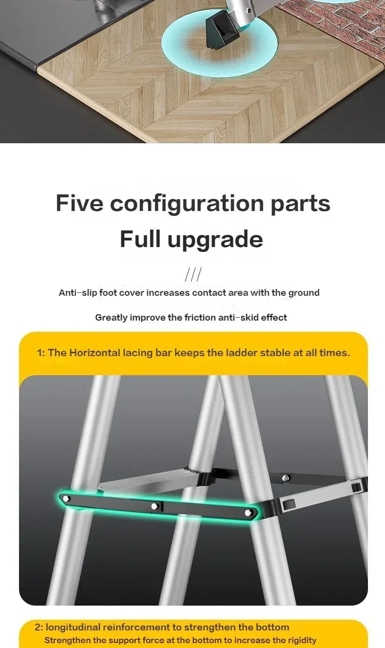 Professional Aluminum Alloy Multifunctional Telescopic Zigzag Ladder Household Staircase Indoor Lifting And Folding Ladder