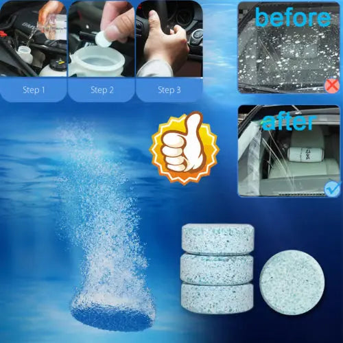 Car Windscreen Cleaner Effervescent Tablet Auto Window Solid Cleaning Automobile Glass Water Wiper Washing Tablets Dust Remover