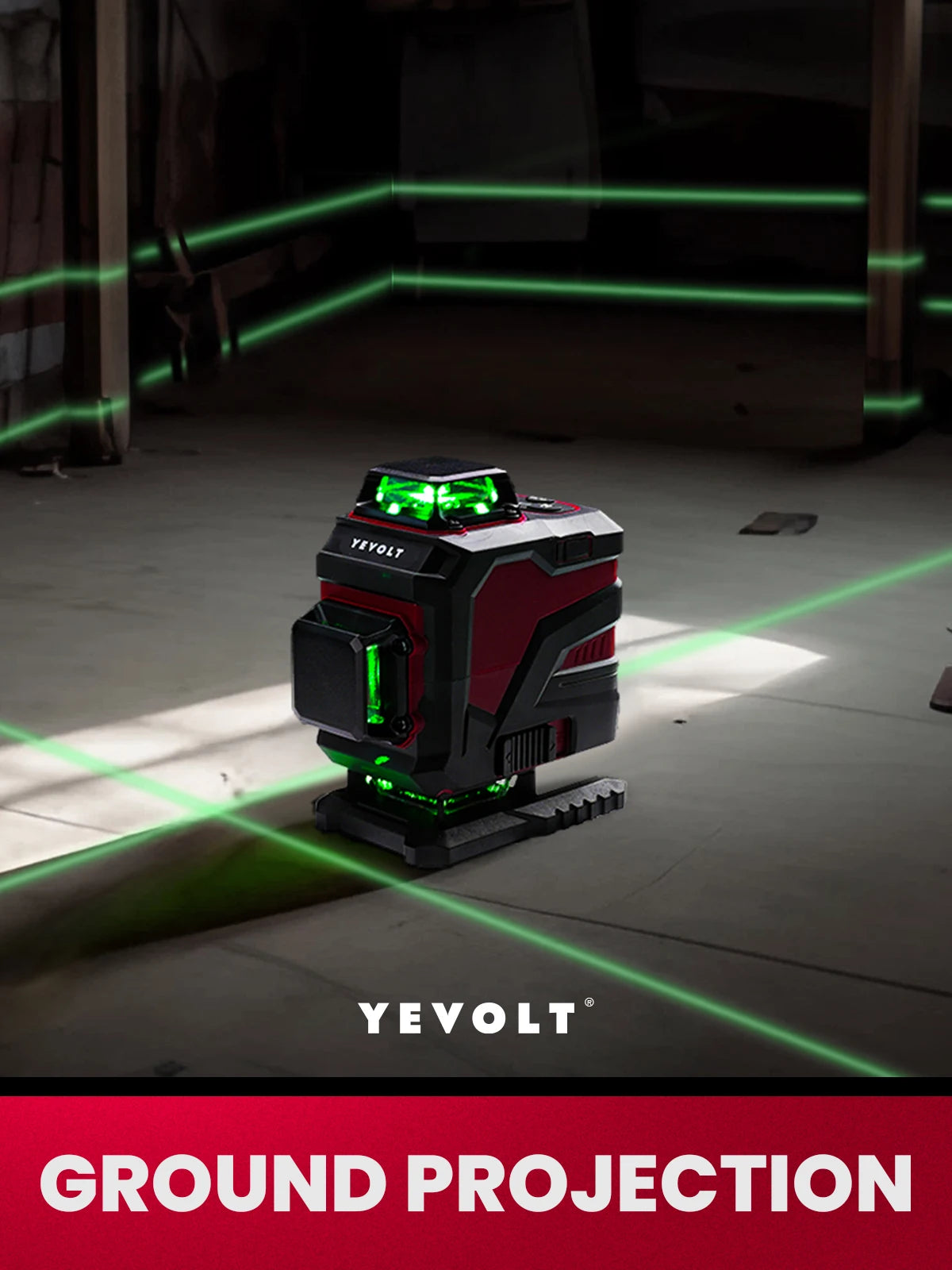 YEVOLT YVGLL4XS16B2 4-Plane Green Beam Laser Level Kit 4D 16 Lines Self-Leveling Remote Control Magnetic Bracket Measuring Tools