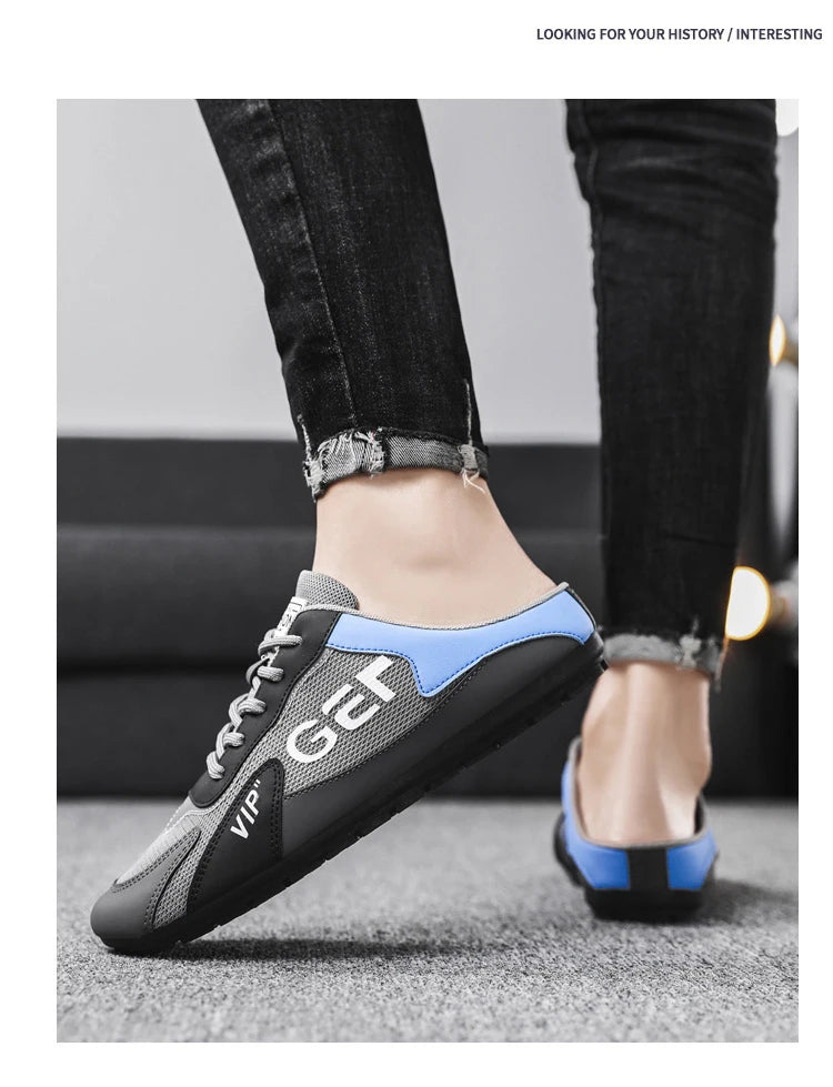 2024 New Men Slippers Trend Baotou Shoes for Men Summer Breathable Casual Shoe Vulcanized Flats Male Sneakers Half Slip-on Shoes